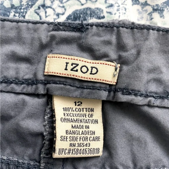 ❤️🥰Izod Capri Tie Cropped Ankle Gray Blue Cargo Leisure Pants - Picture 9 of 9